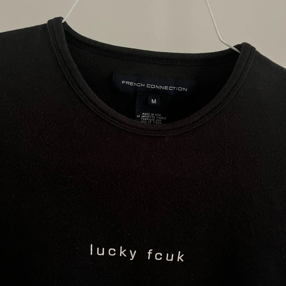 French Connection Lucky Fcuk Black T-Shirt M - Picture 2 of 2